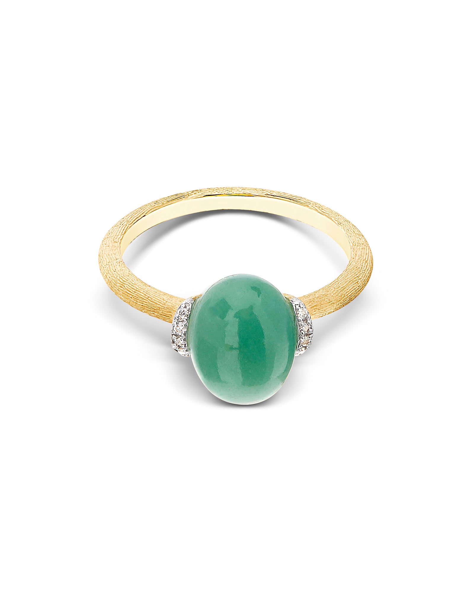 AMAZONIA "AMULETS" GOLD, DIAMONDS AND GREEN AVENTURINE RING (SMALL) AS4-603