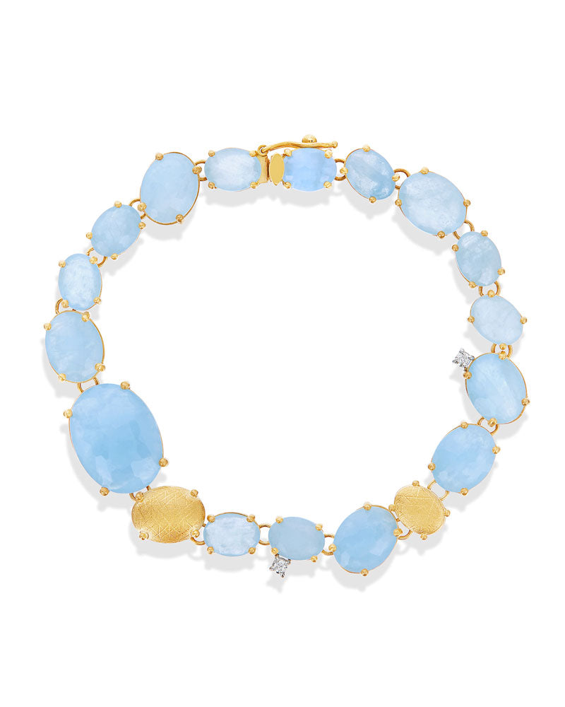 "IPANEMA" GOLD, AQUAMARINE AND DIAMONDS MARINE BRACELET BS5-577