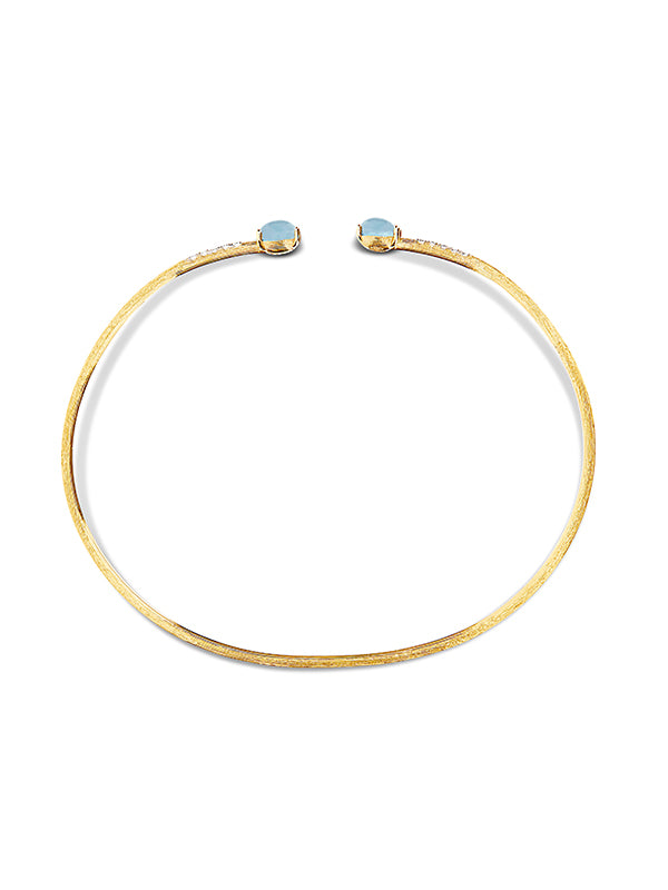 "AZURE" GOLD, AQUAMARINE AND DIAMONDS HANDMADE BANGLE BS7-597