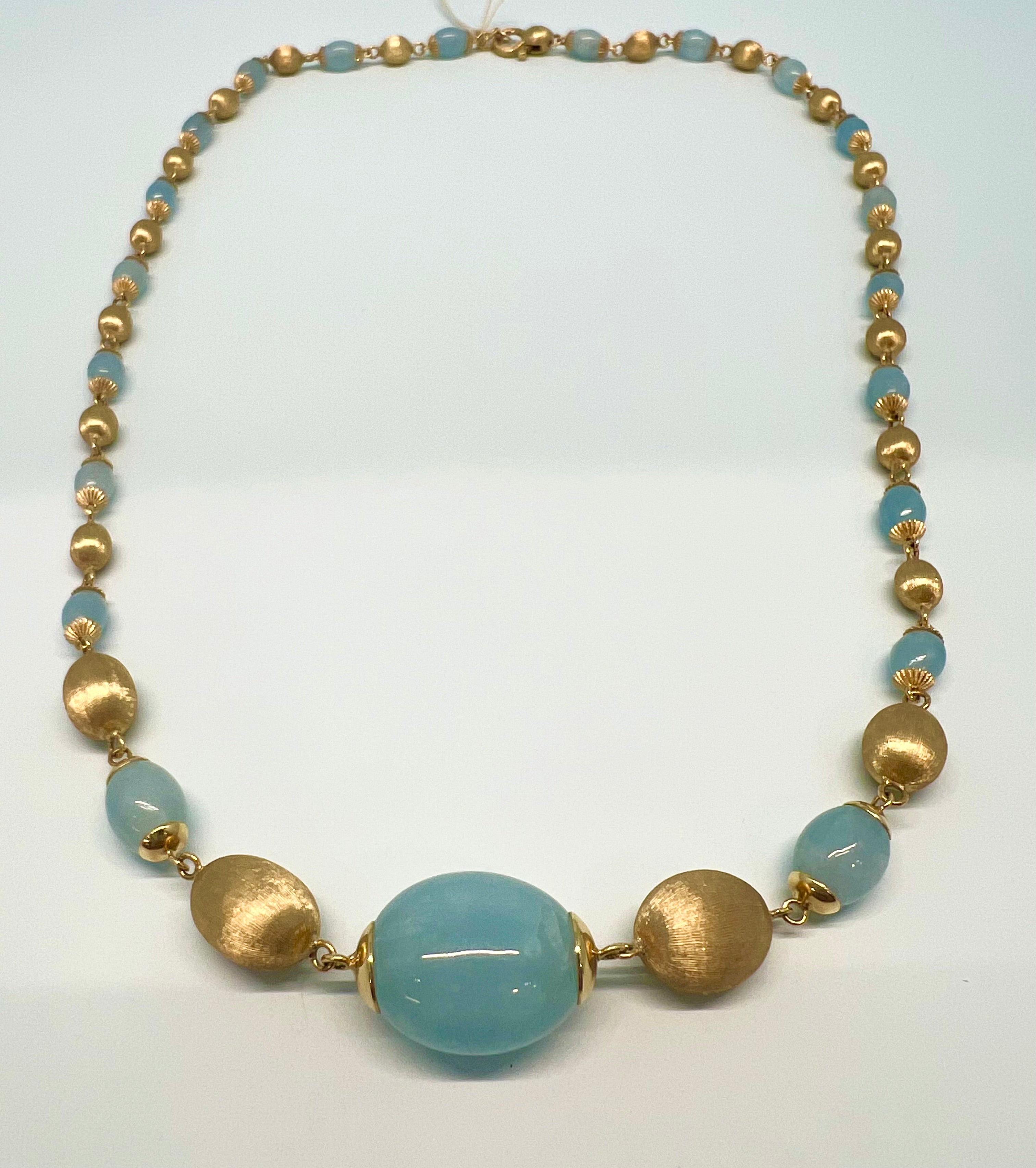 Nanis "AZURE" GOLD, MILKY AQUAMARINE NECKLACE CN23-575