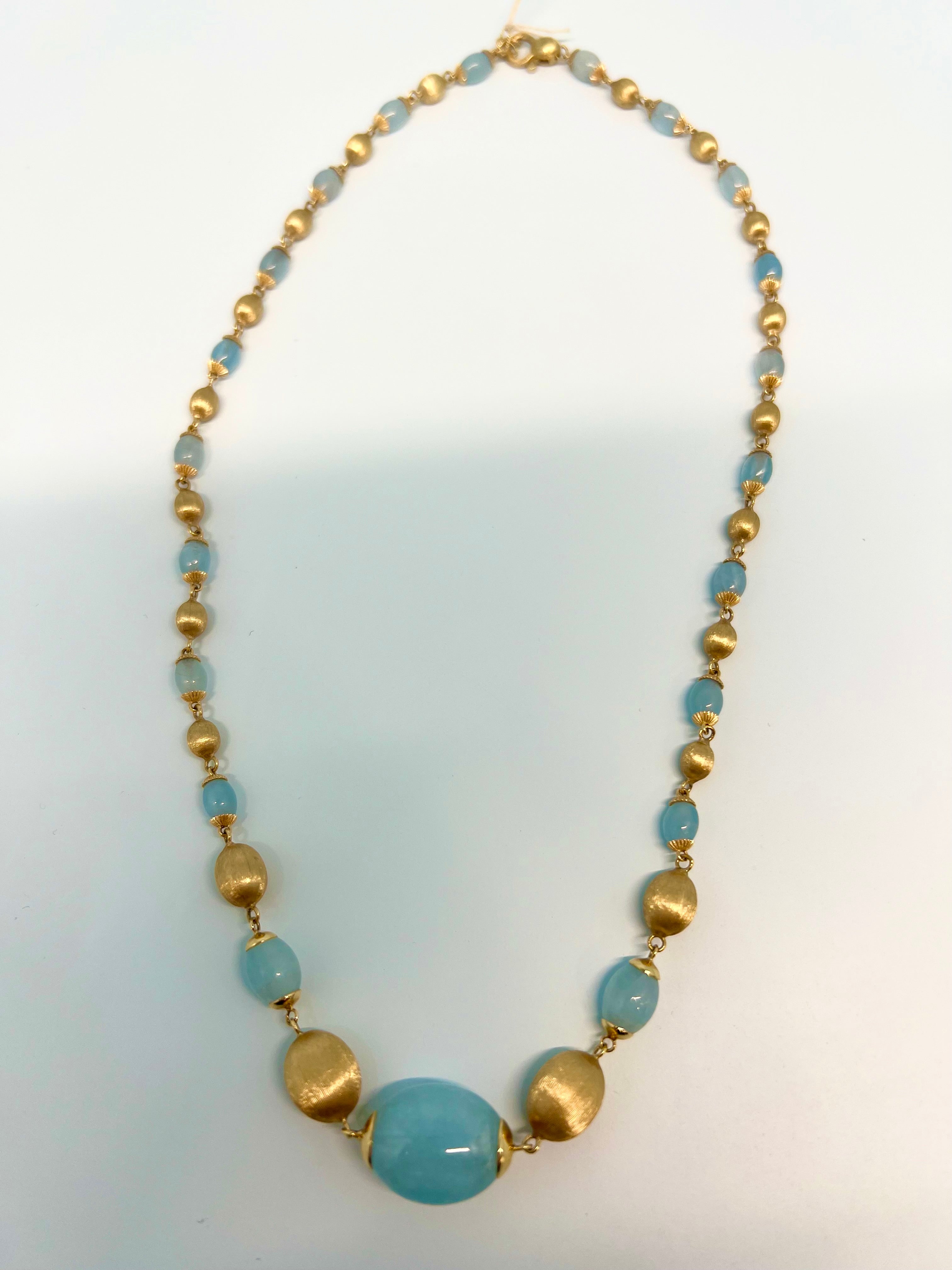 Nanis "AZURE" GOLD, MILKY AQUAMARINE NECKLACE CN23-575