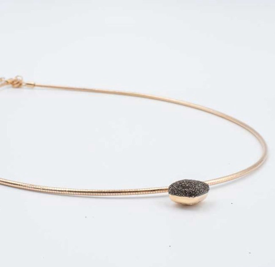 PINK ROSE GOLD STAND DIAMOND SHAPE BRONZE DUST NECKLACE WDNAG062