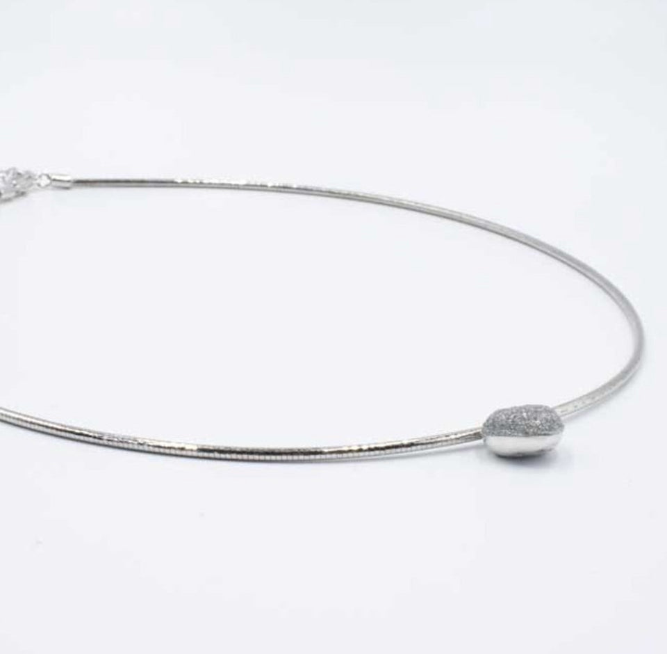 RHODIUM HEART GREY DUST NECKLACE WDNAG078