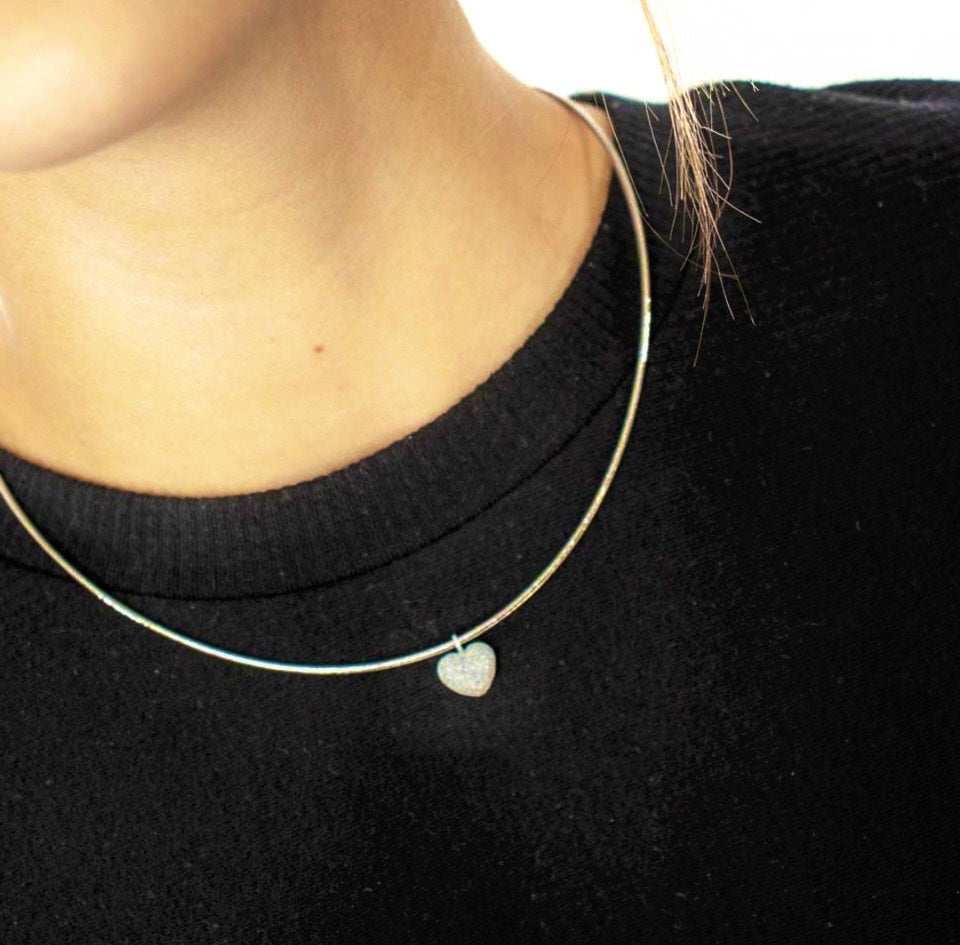 ROSE GOLD HEART LIGHT BROWN DUST NECKLACE WDNAG076