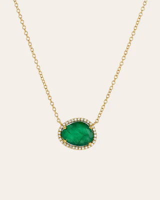 MISS MIMI Green Agate Necklace in Yellow OVAL SHAPE 04-012622-02