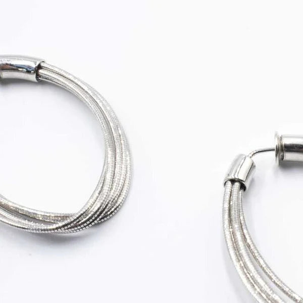 Sterling Silver DNA Strand Oval Hoop Earrings WDNAO125
