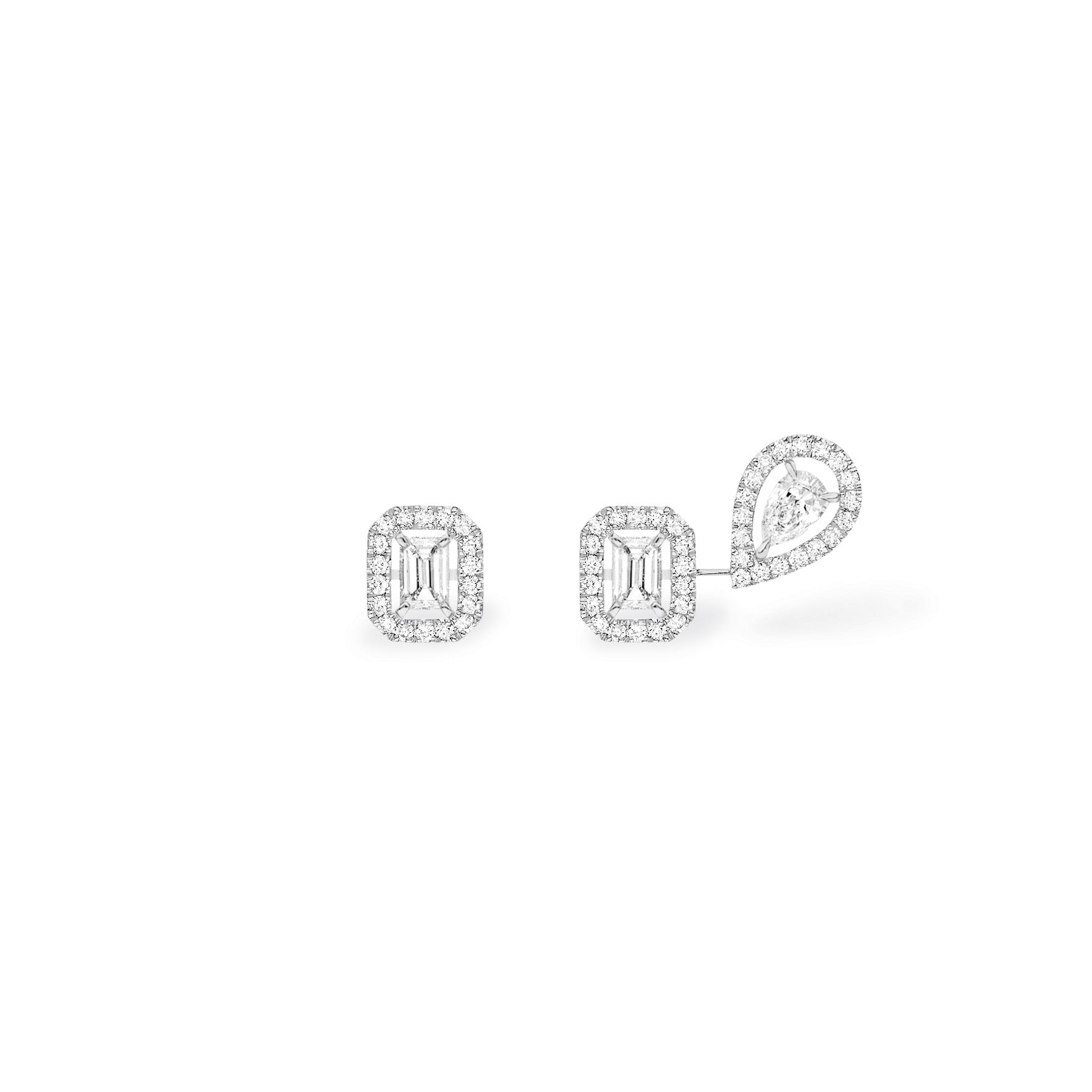 My Twin Trio White Gold Diamond Earrings