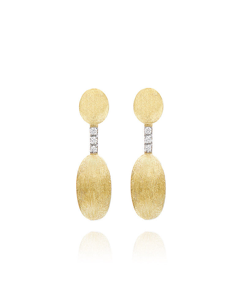 "DANCING ƒLITE" GOLD AND DIAMONDS HANDMADE MINIMAL EARRINGS OS3-589