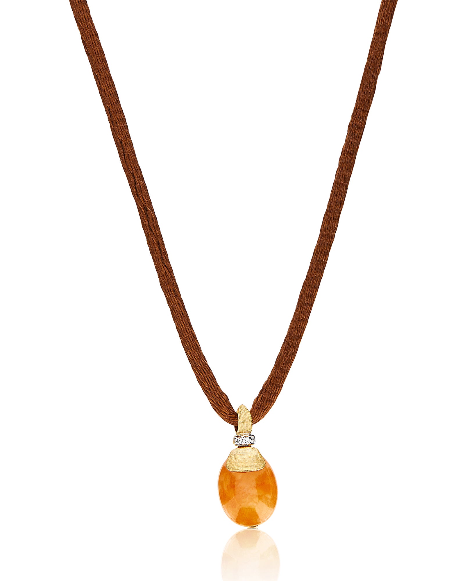 PETRA "AMULETS" GOLD, DIAMONDS AND ORANGE AVENTURINE PENDANT (SMALL) PS18-603
