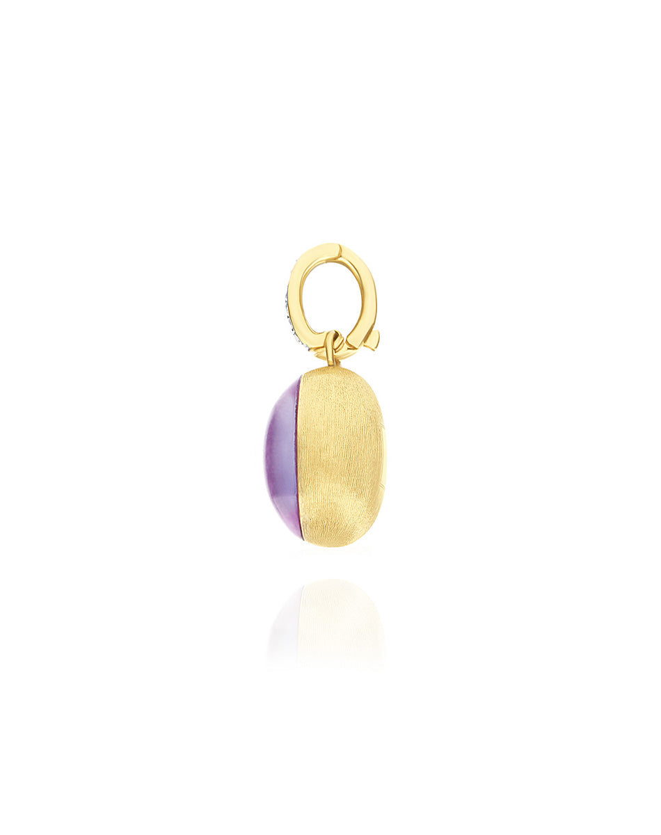 "Boules" Violetta charm in hand-engraved gold, diamonds, lepidolite, and mother-of-pearl (small) PS2-609