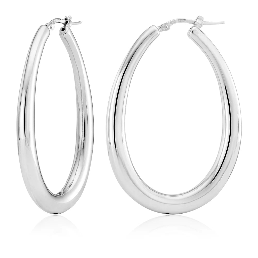 Large Oval Hoops in White 13-156589-01