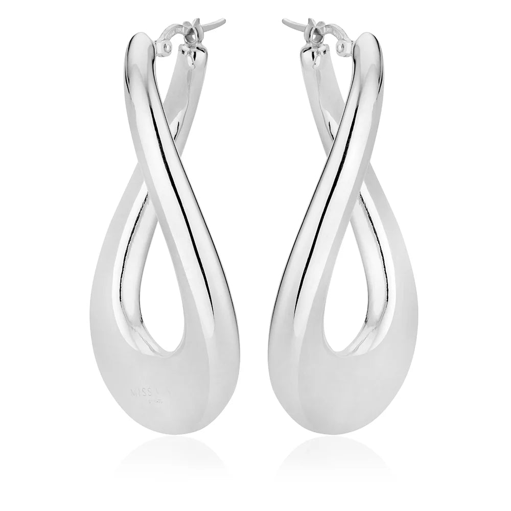 Large Oval Twist Earrings in White 13-156592-01