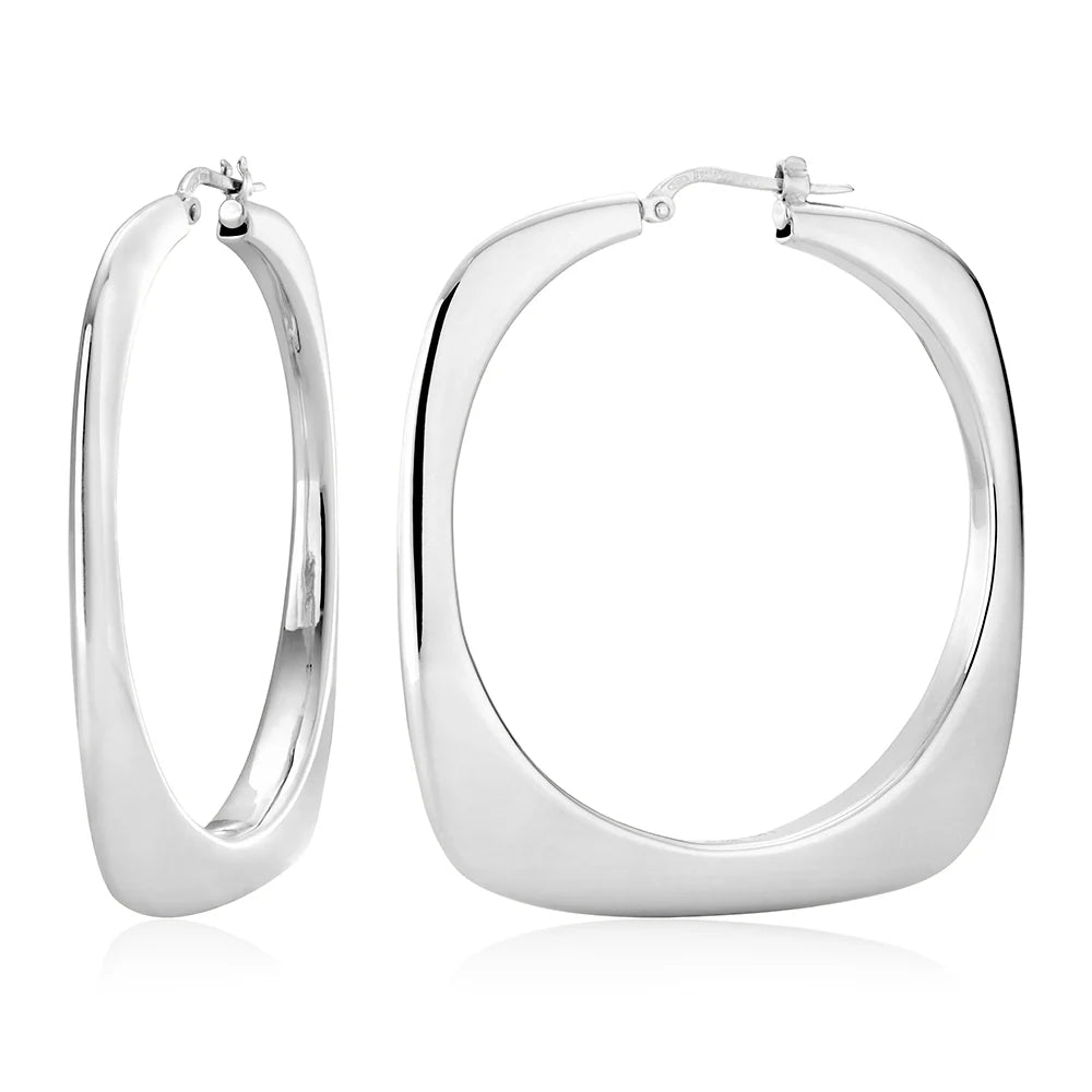 Flat Square Hoops in White 13-156599-01