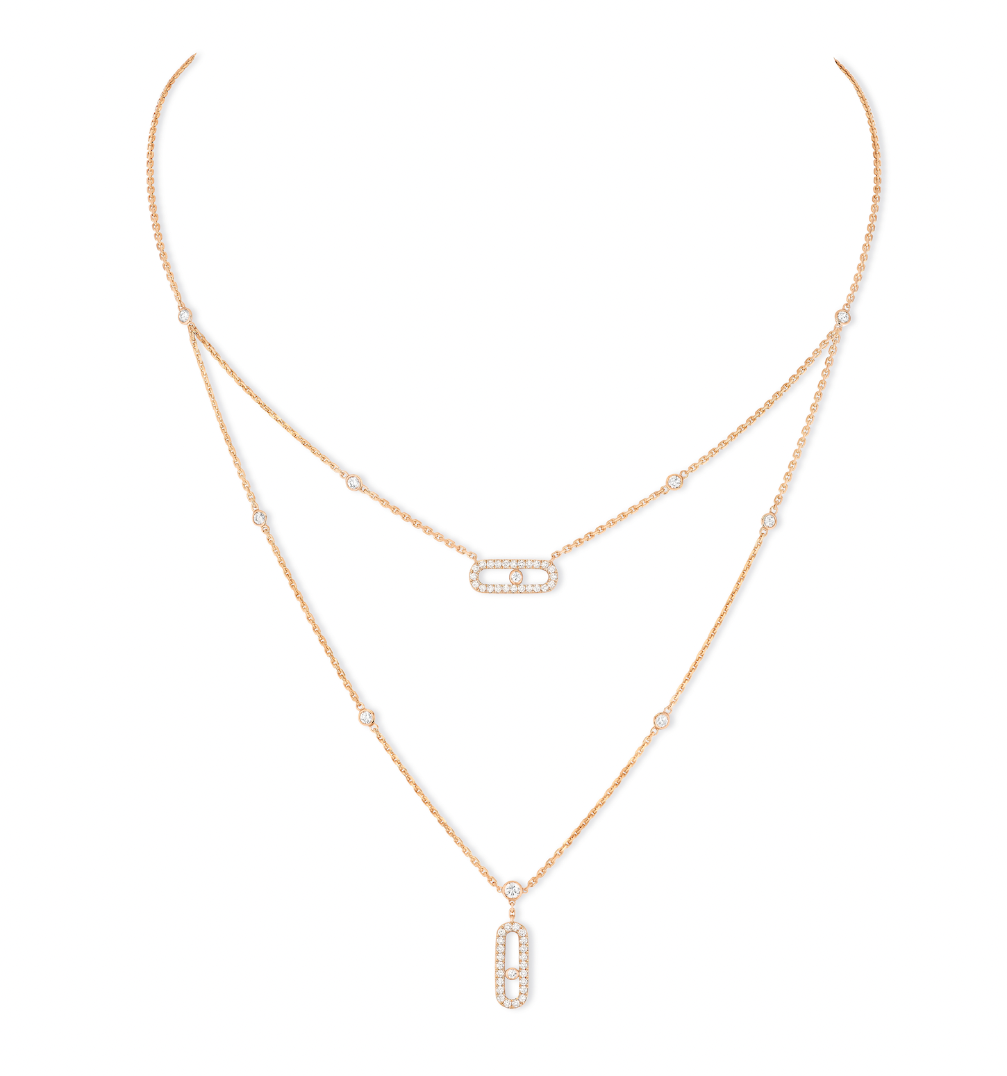Move Uno 2 Rows Pavé 18KYG Diamond Necklace 07174-PG