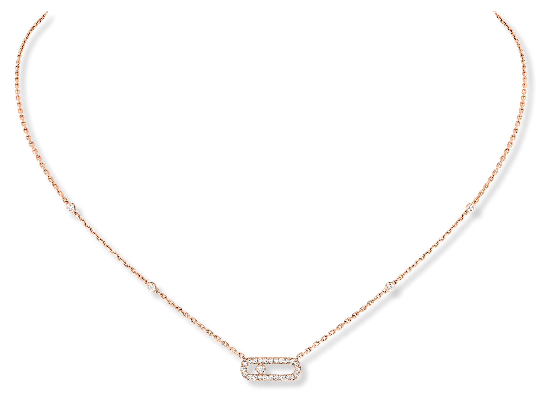 Messika PINK GOLD DIAMOND NECKLACE MOVE UNO PAVE 04708-PG