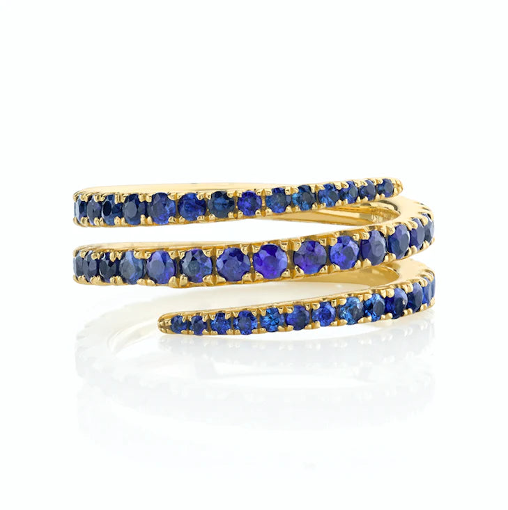 MISS MIMI BLUE SAPPHIRE COIL RING 14KYELLOW GOLD 02-013388