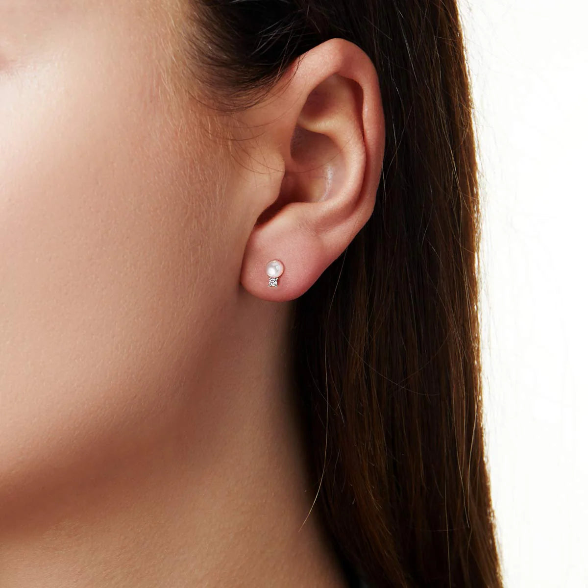 TREND FRESHWATER PEARL & DIAMOND PETITE STUD EARRINGS TEM0239-7F