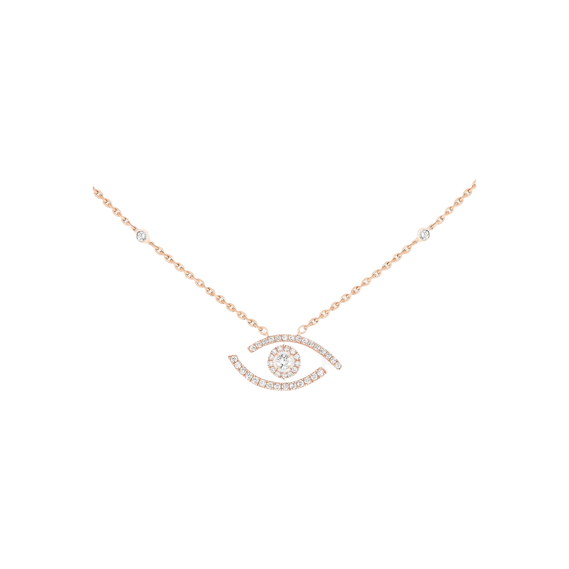 Messika PINK GOLD DIAMOND NECKLACE LUCKY EYE PAVE 07525-PG