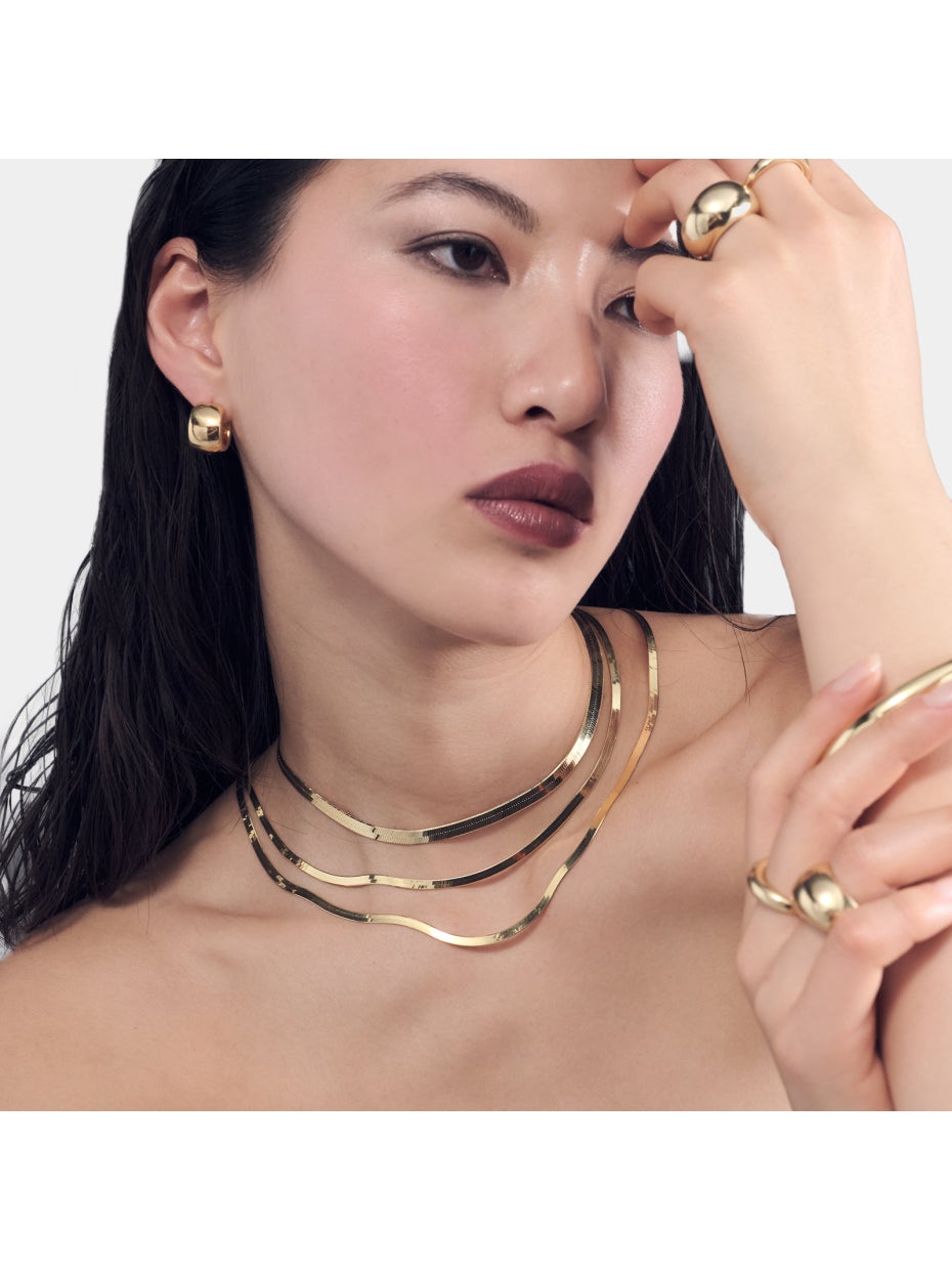 Herringbone golden silver necklace 557249