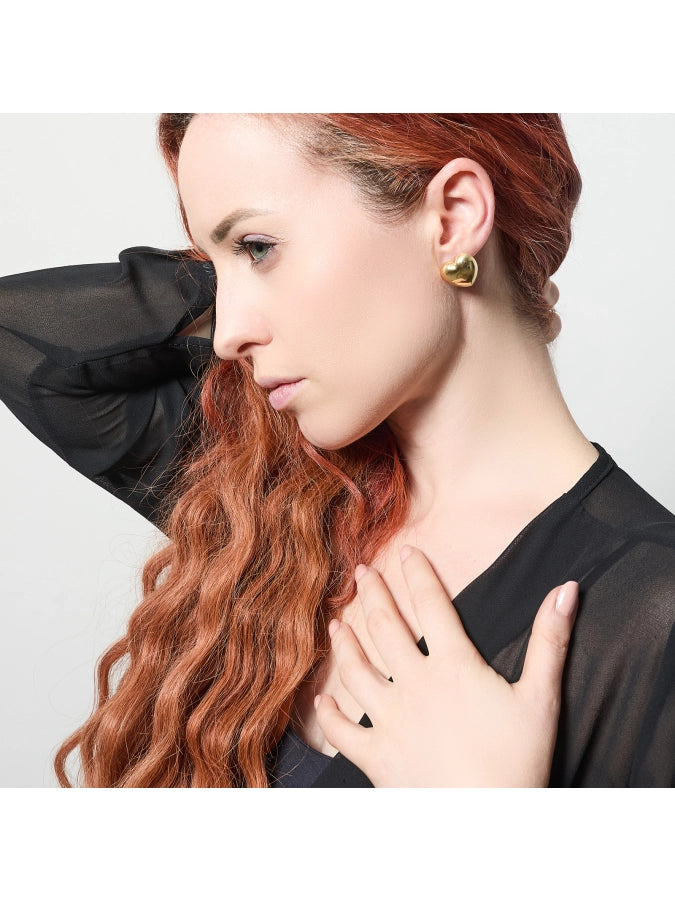 Golden silver earrings with hearts 571961