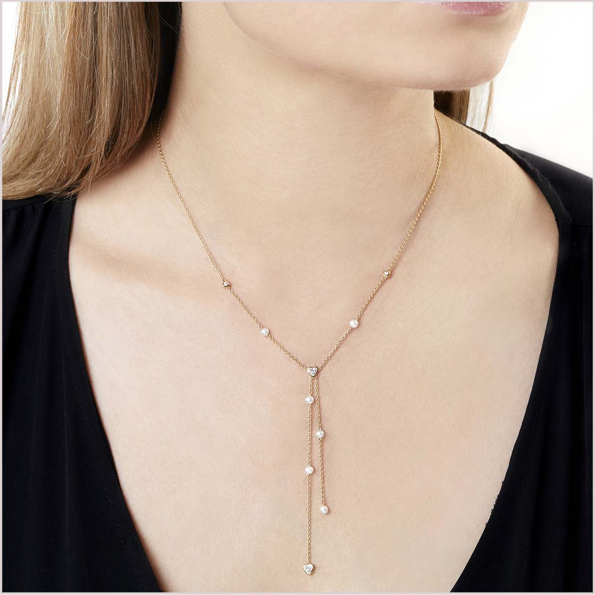 Yoko London Trend Freshwater Pearl and Diamond Necklace Q2092NLET-6F-DGHX