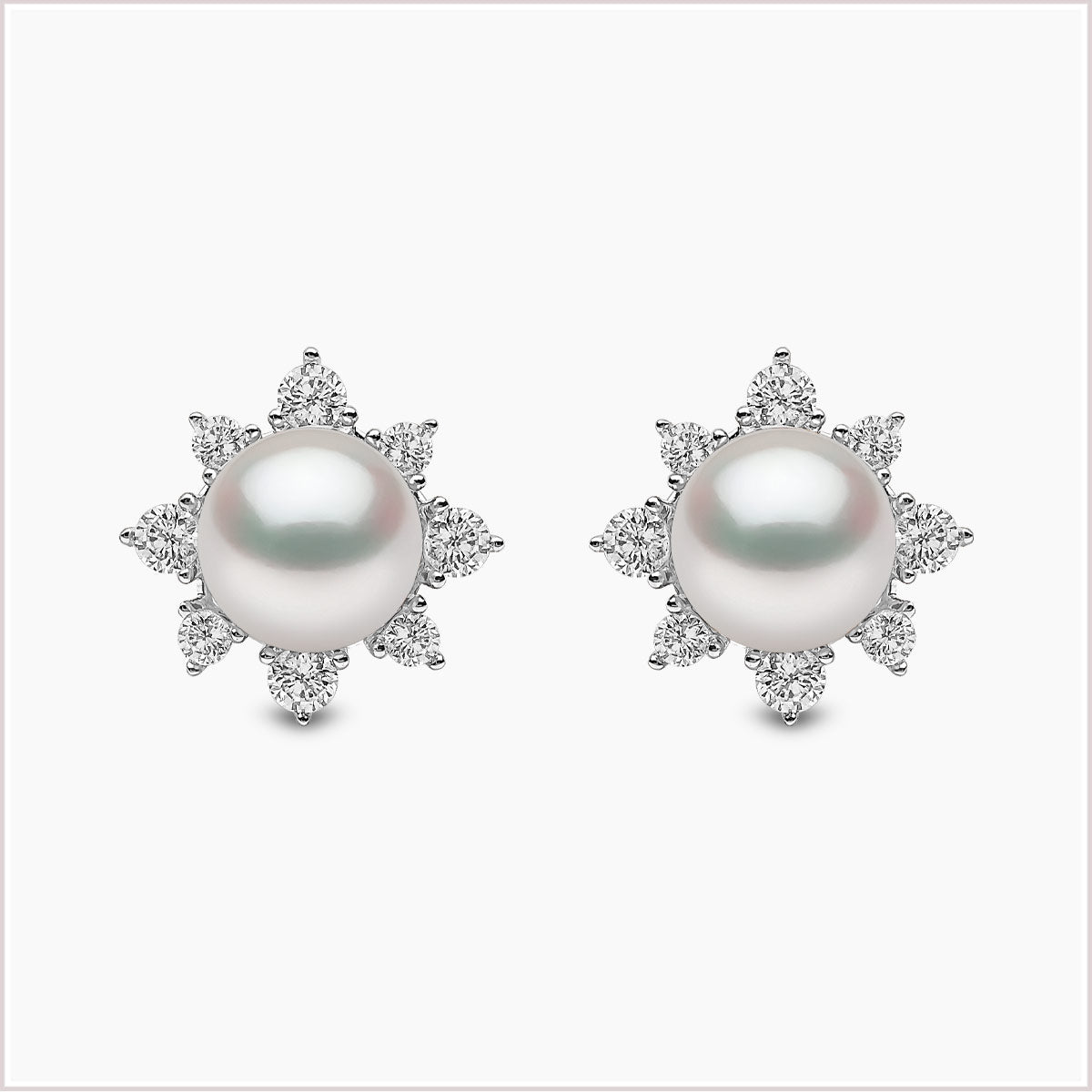 Yoko London Trend Freshwater Pearl and Diamond Stud Earrings TEM0216-7F-LHX