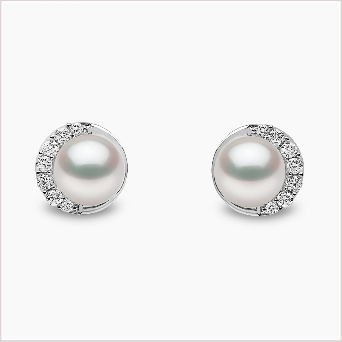Yoko London Trend Freshwater Pearl and Diamond Stud Earrings TEM0219-7F-IHX