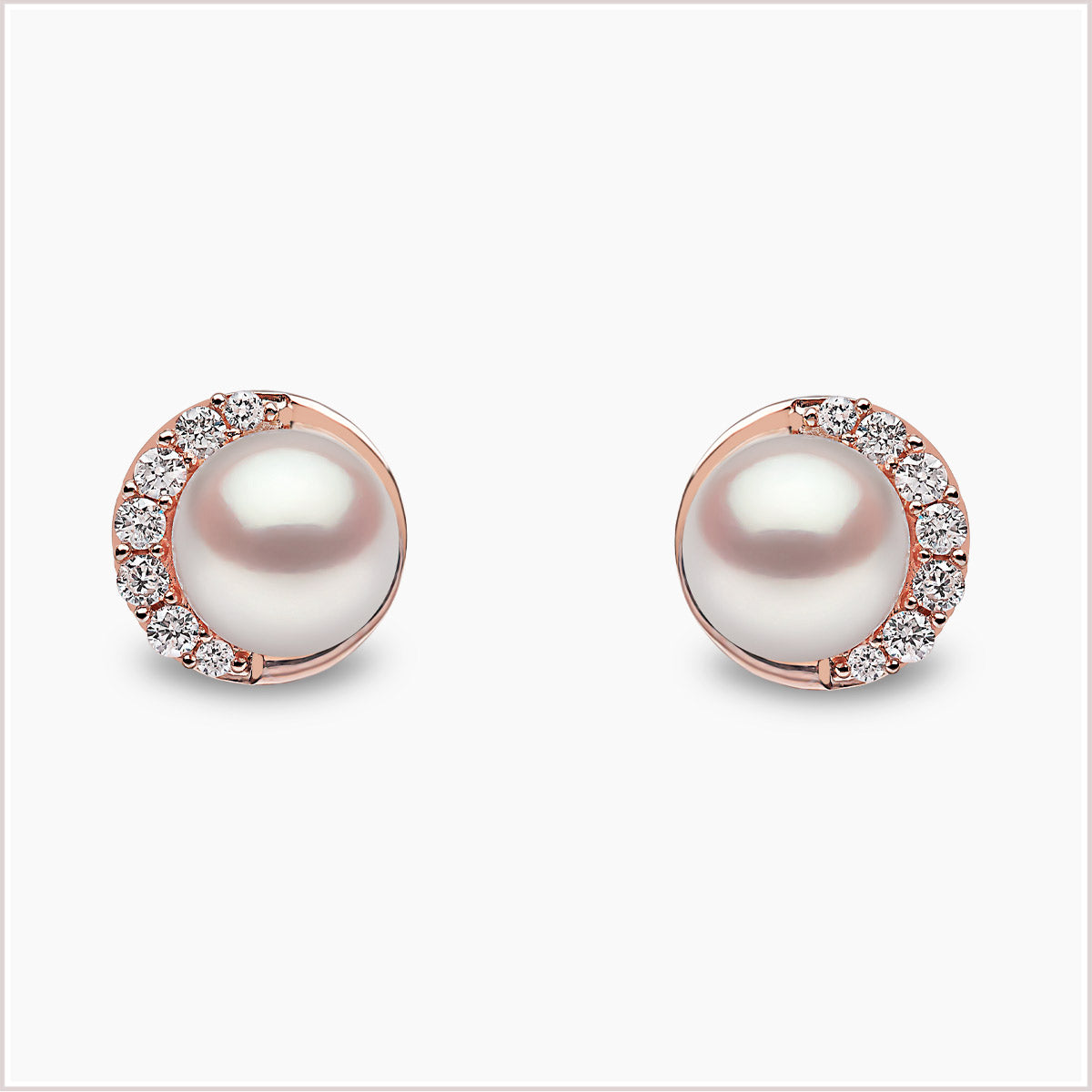 Yoko London Trend Freshwater Pearl and Diamond Stud Earrings TEM0219-9F-IHX