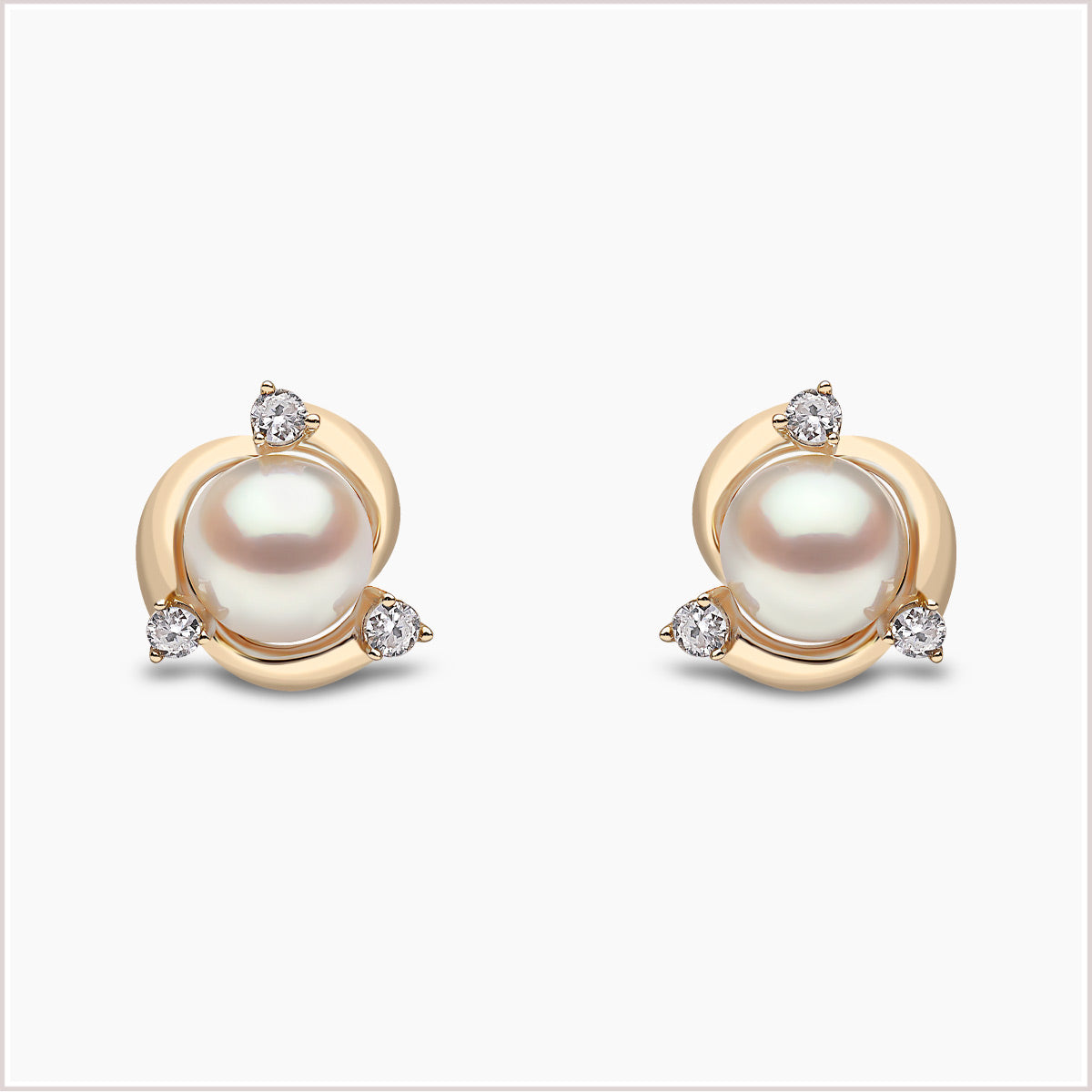 Yoko London Trend Freshwater Pearl and Diamond Stud Earrings TEM0221-6F-JHX