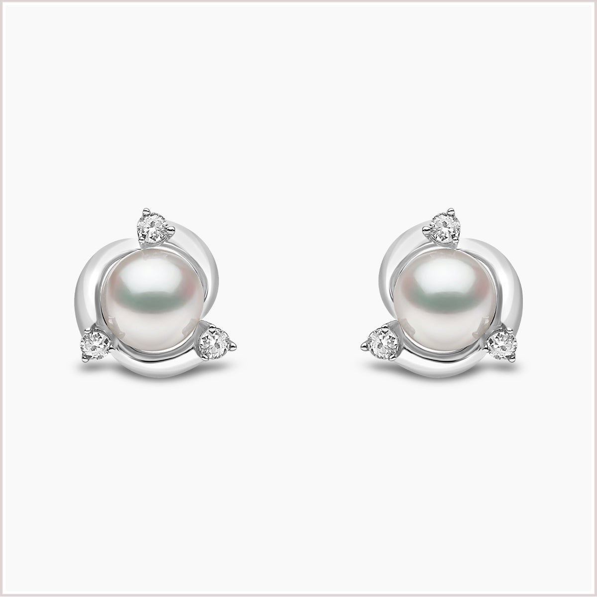 Yoko London Trend Freshwater Pearl and Diamond Stud Earrings TEM0221-7F-JHX