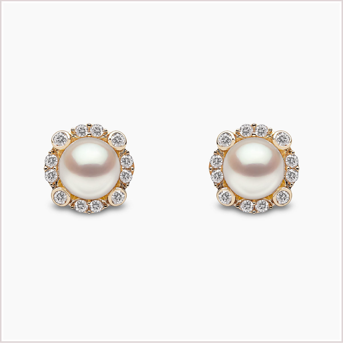 Yoko London Trend Freshwater Pearl and Diamond Stud Earrings TEM0222-6F-LY