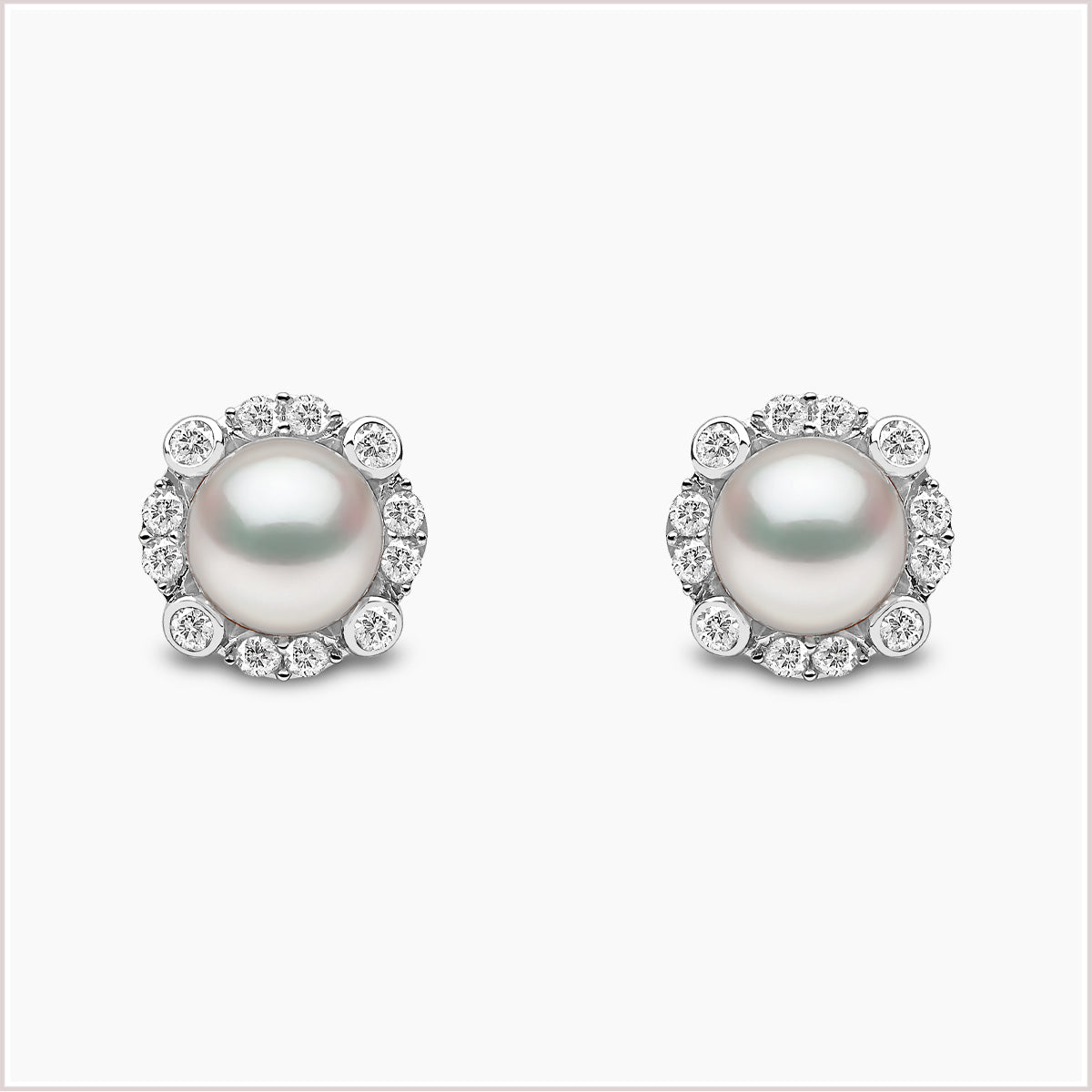 Yoko London Trend Freshwater Pearl and Diamond Stud Earrings TEM0222-7F-LY