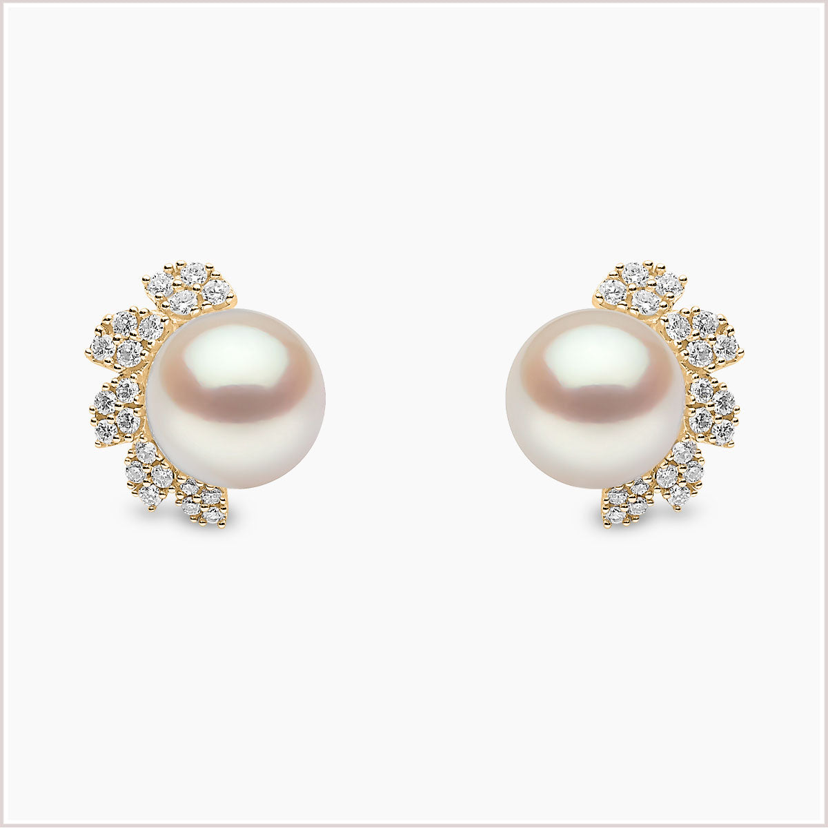 Yoko London Trend Freshwater Pearl and Diamond Stud Earrings TEM0224-6F-LHX