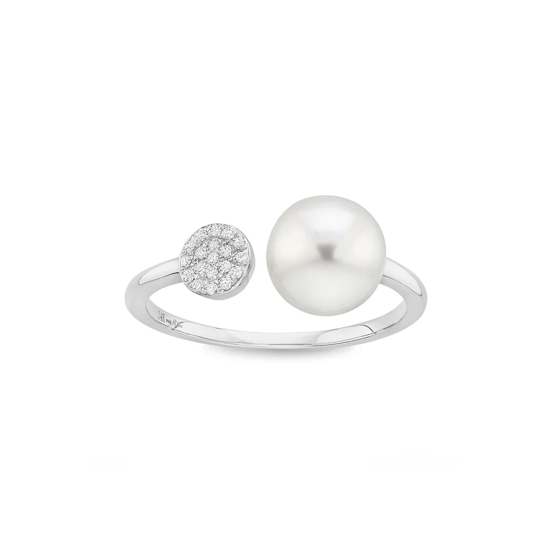 Pearl and Diamond Ring in White 02-012803-01FWP