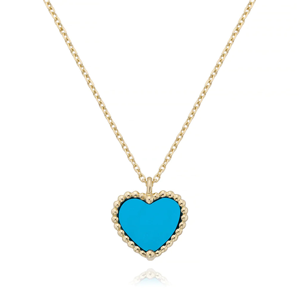 BEADED HEART TURQUOISE NECKLACE 04-016218-02-TQ