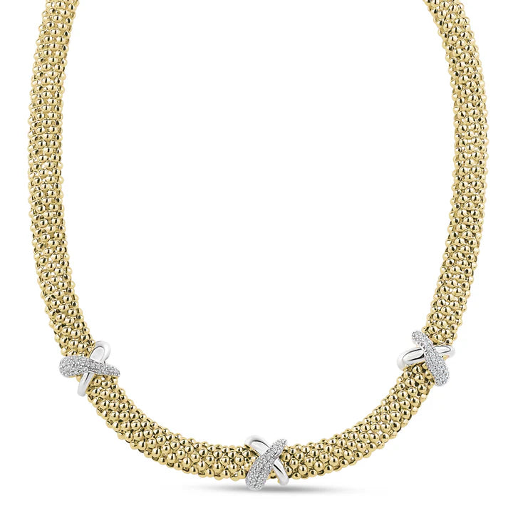 FANCY X NECKLACE IN YELLOW 04-086810-02WH-17