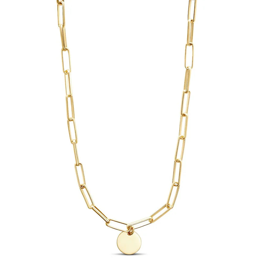 Paperclip Disc Charm Necklace in Yellow 04-403612-02-18
