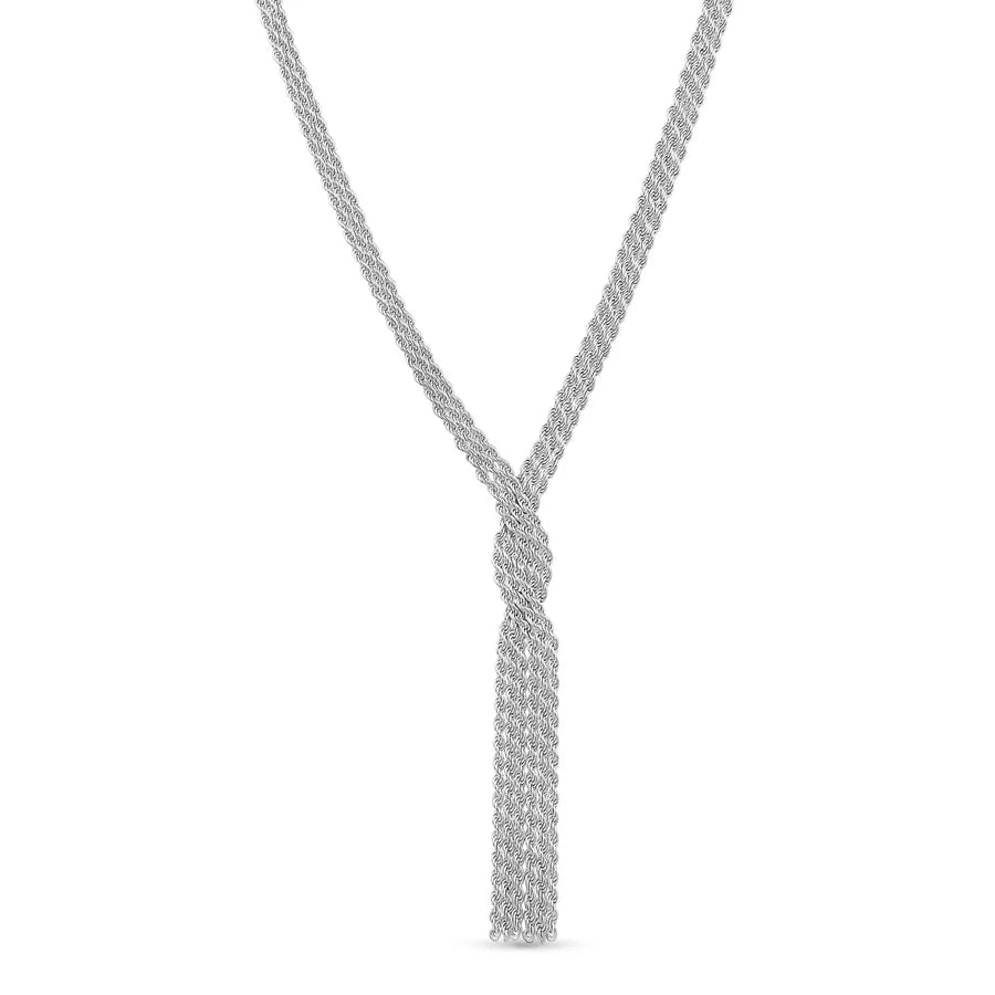 CROSSED MESH LARIAT IN WHITE 04-407812-01-17