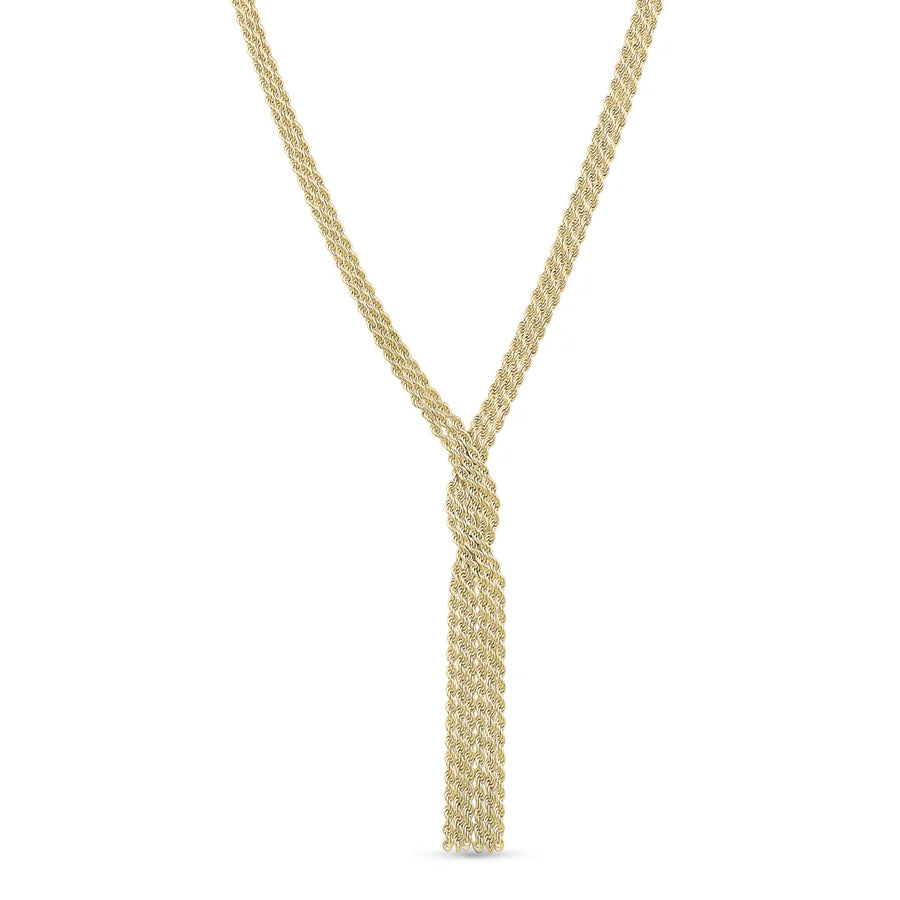CROSSED MESH LARIAT IN YELLOW 04-407812-02-17