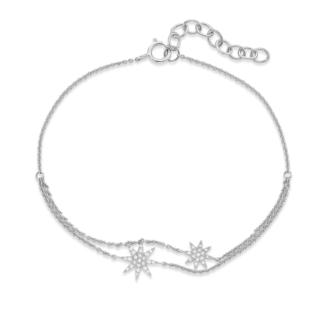 2 Stars Double Chain Diamond Bracelet in White 07-013601-01DIA