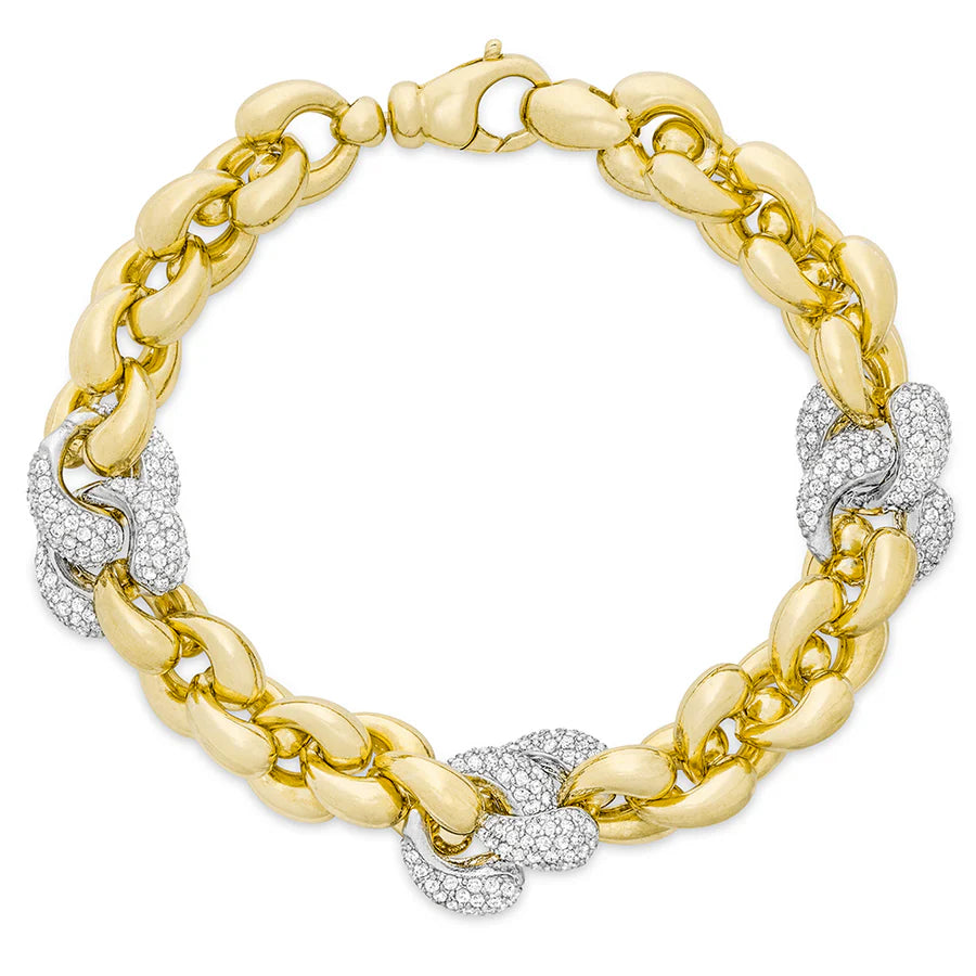 Heart Link Bracelet in Yellow & White 07-082395-02
