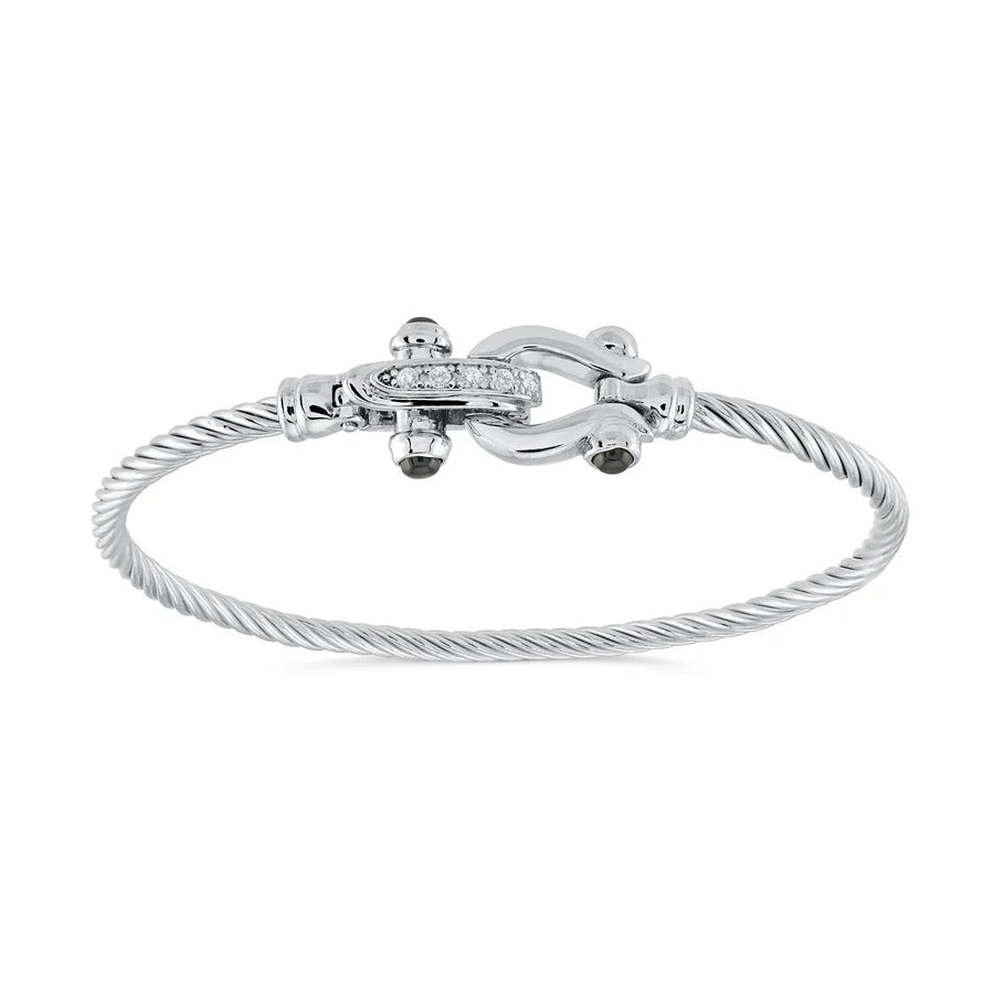 Equestrian Twist Bangle in White 07-082770-01BK