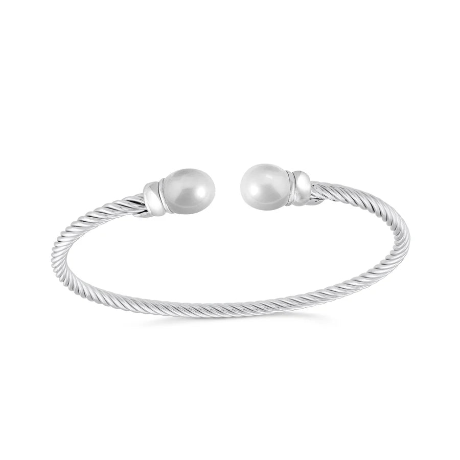 Pearl Twist Bangle in White 07-082776-01PL
