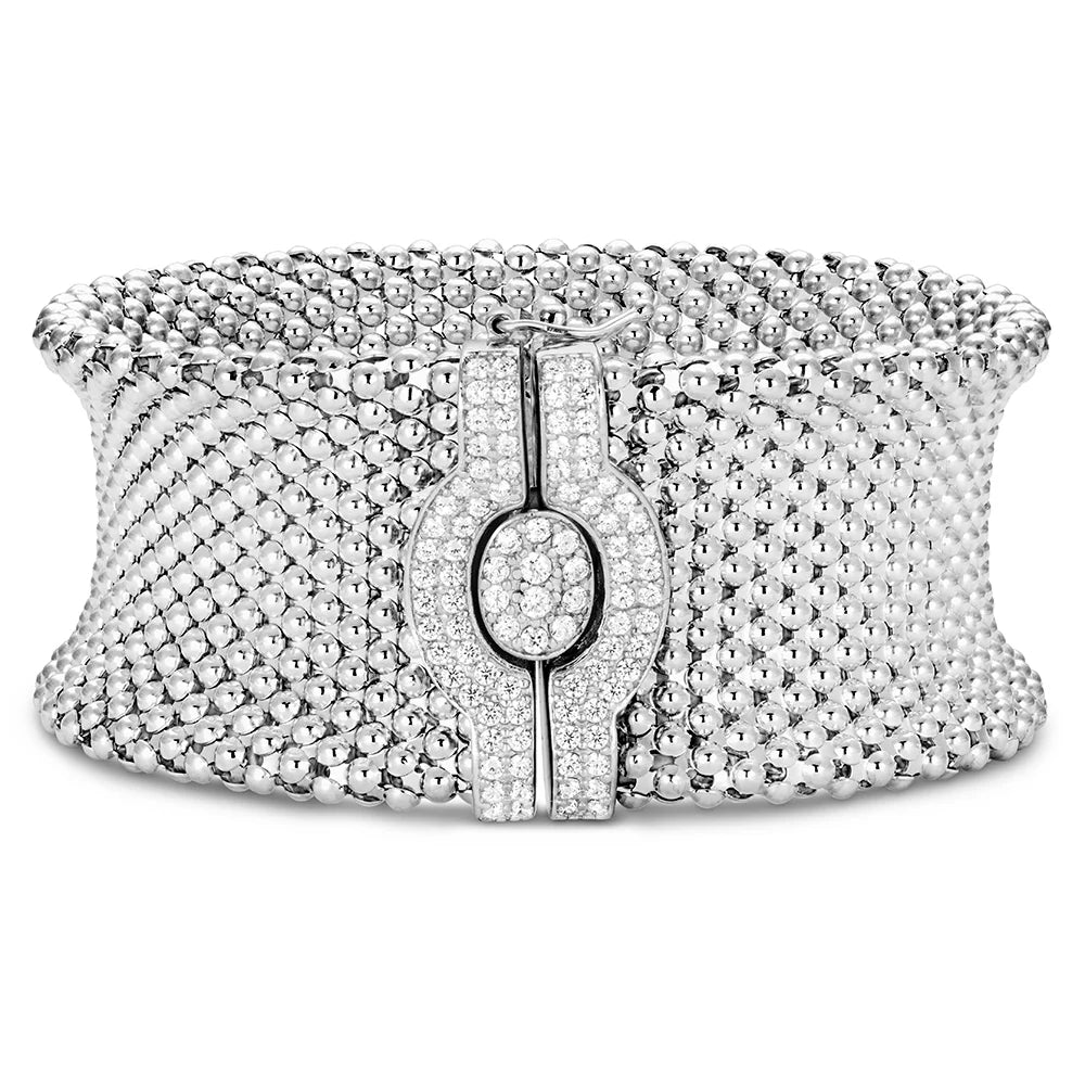 MISS MIMI MESH REVERSE CUFF BRACELET IN WHITE 07-082777-01WH-6.5