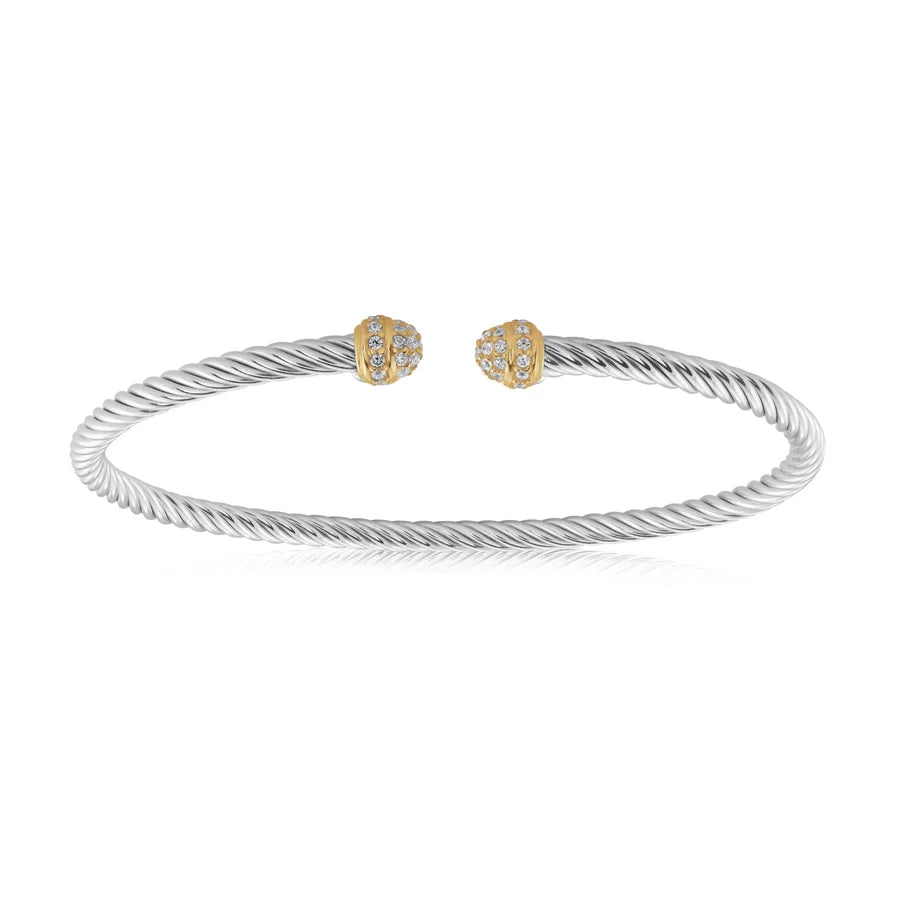 Pave Mini Twist Bangle in White & Yellow 07-083484-04