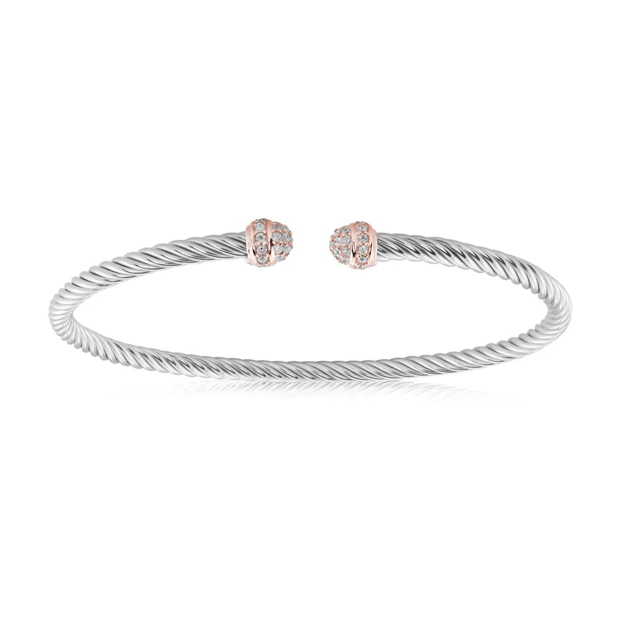 Pave Mini Twist Bangle in White & Rose 07-083484-05