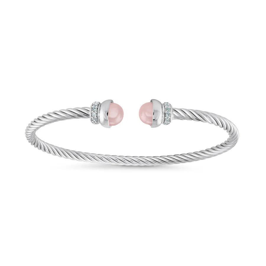 Rose Quartz Twist Cable Bangle in White 07-083486-01PK