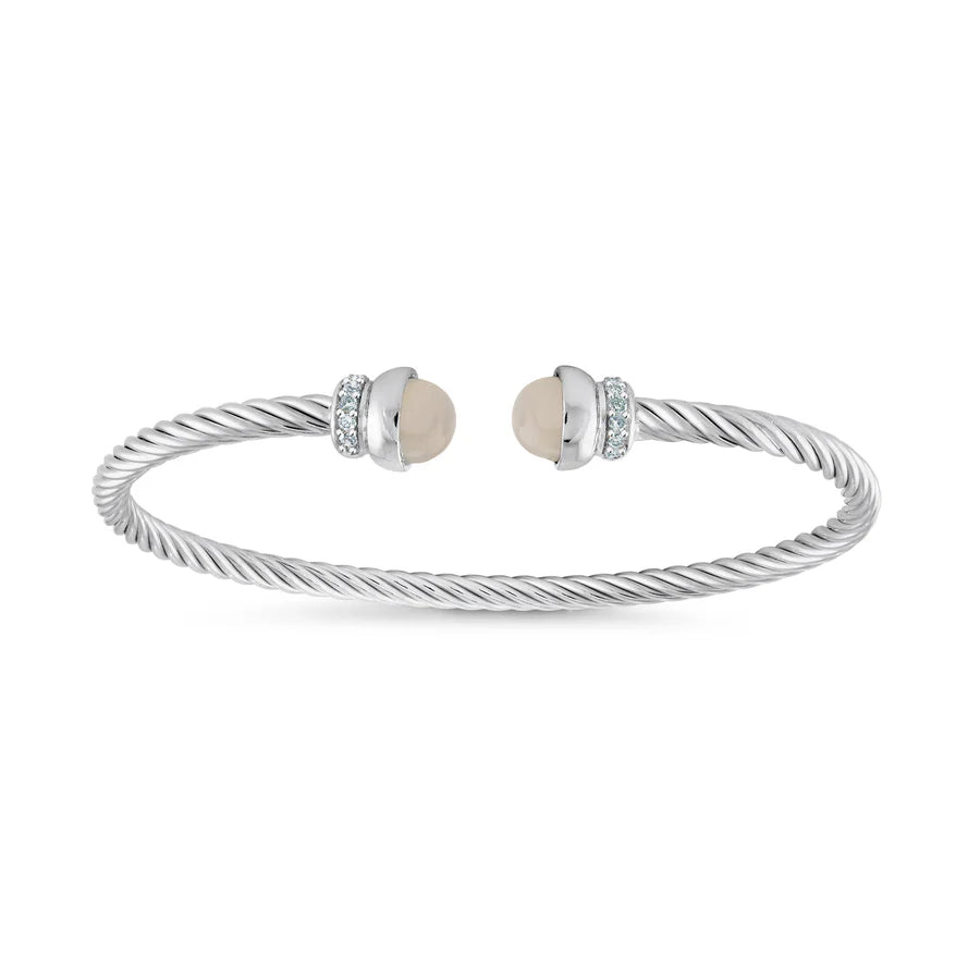 Moonstone Twist Cable Bangle in White 07-083486-01