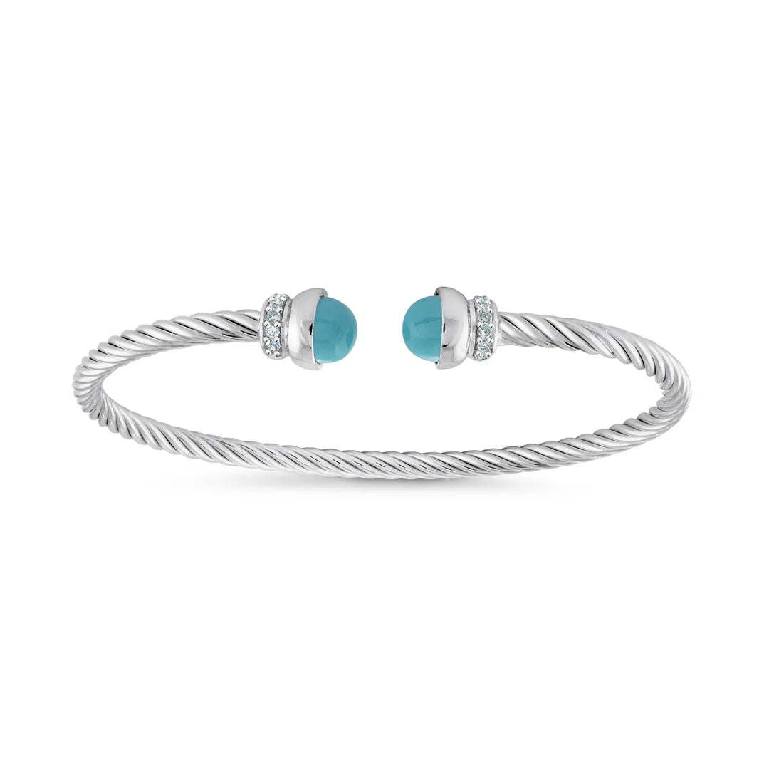 Turquoise Twist Cable Bangle in White 07-083486-01TQ