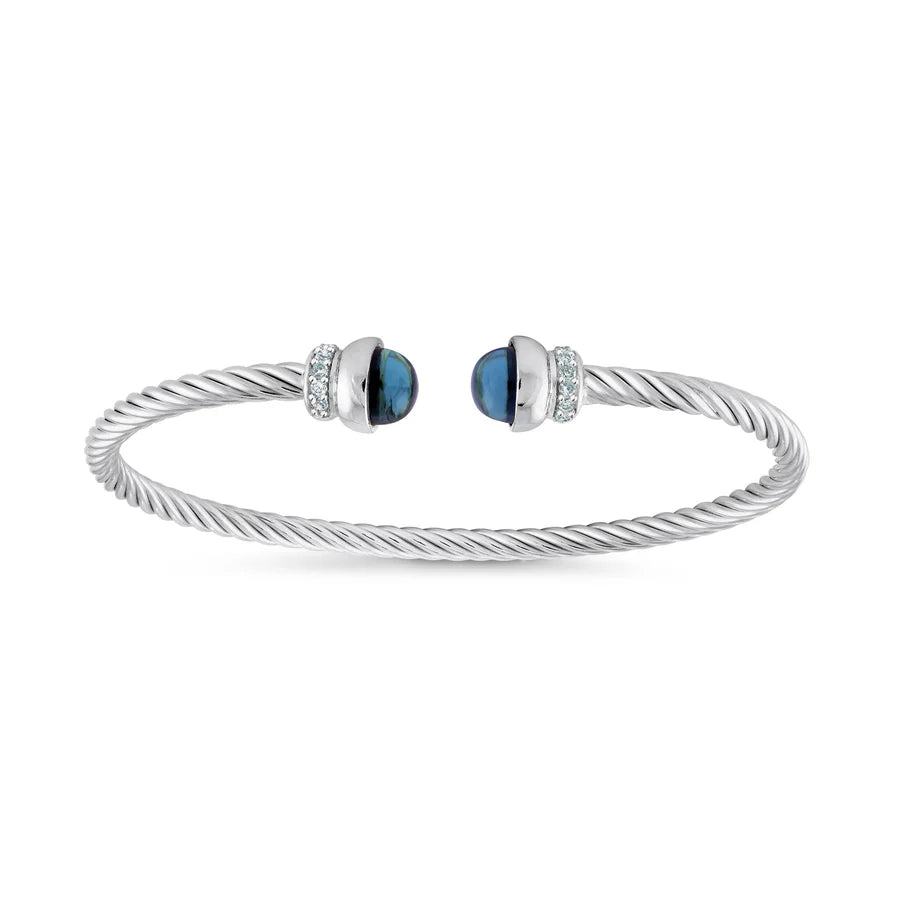 London Blue Twist Cable Bangle in White 07-083486-01LB